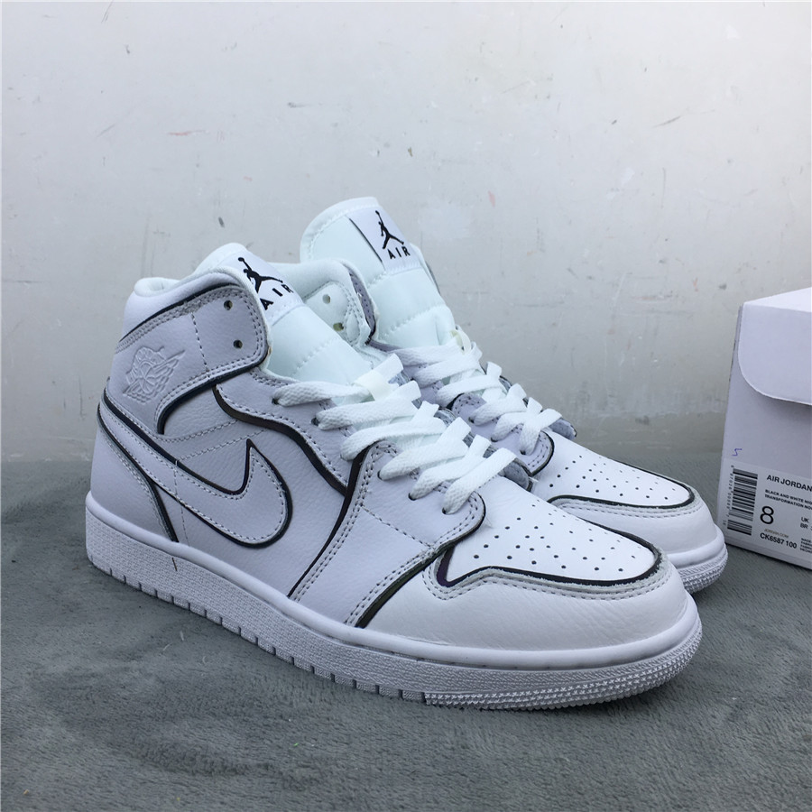 2020 Air Jordan 1 Mid SE WMNS 3M White Black Shoes